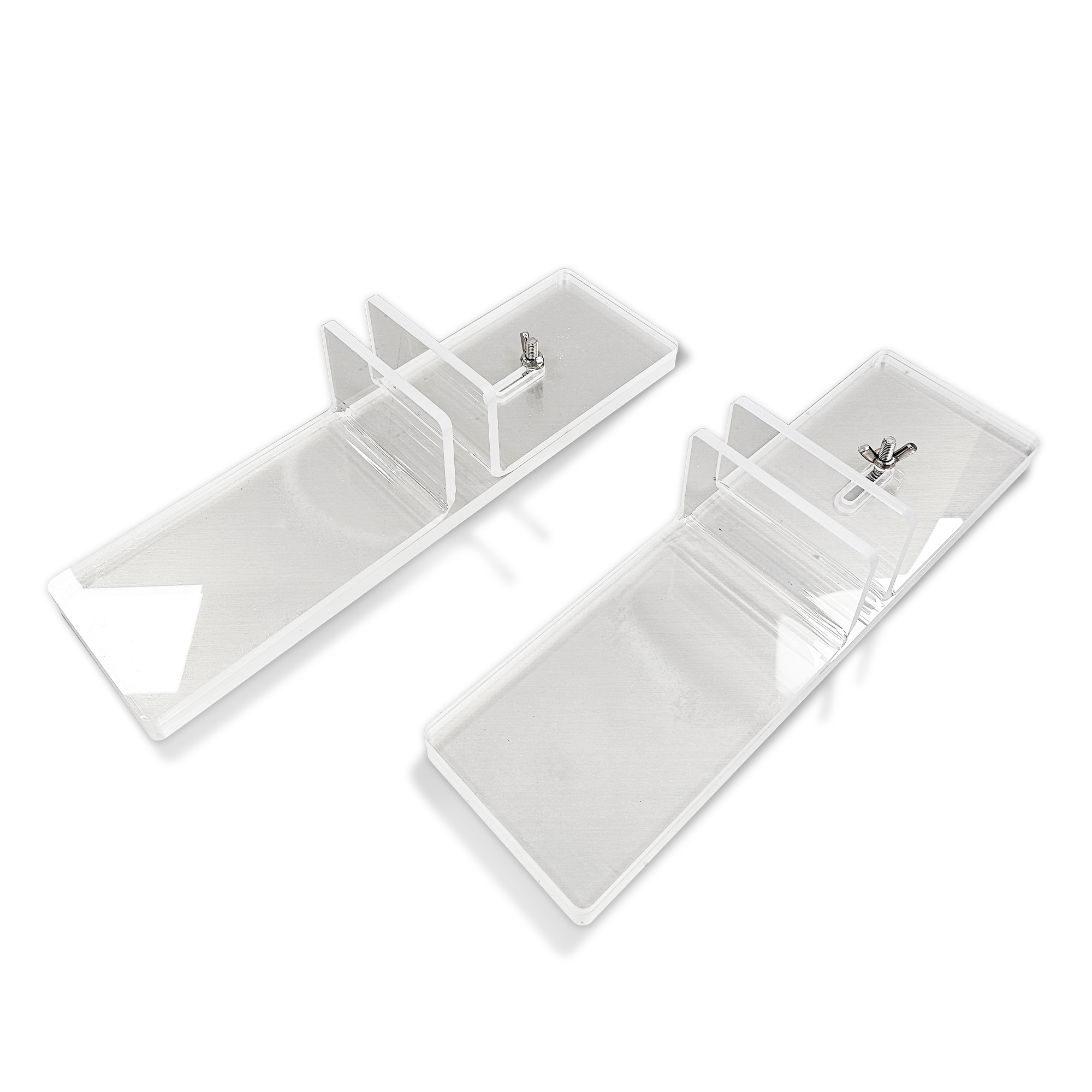 2 pieds transparents pour maintient de supports rigides à la verticales