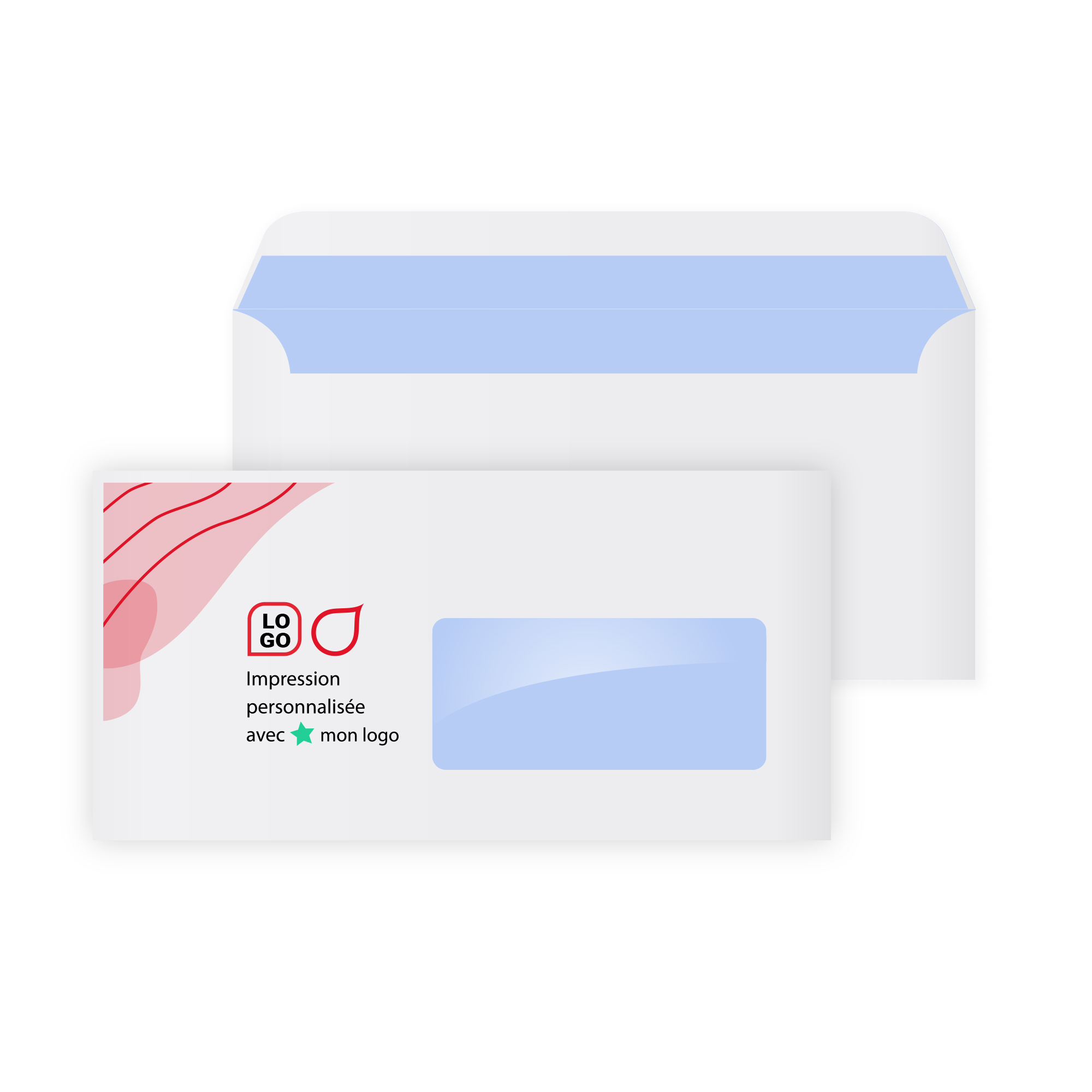 Enveloppes auto-adhésives, blanches, à Fenêtre 45x100, Format DL 110 x 220 mm, imprimé à Paris par Procopy